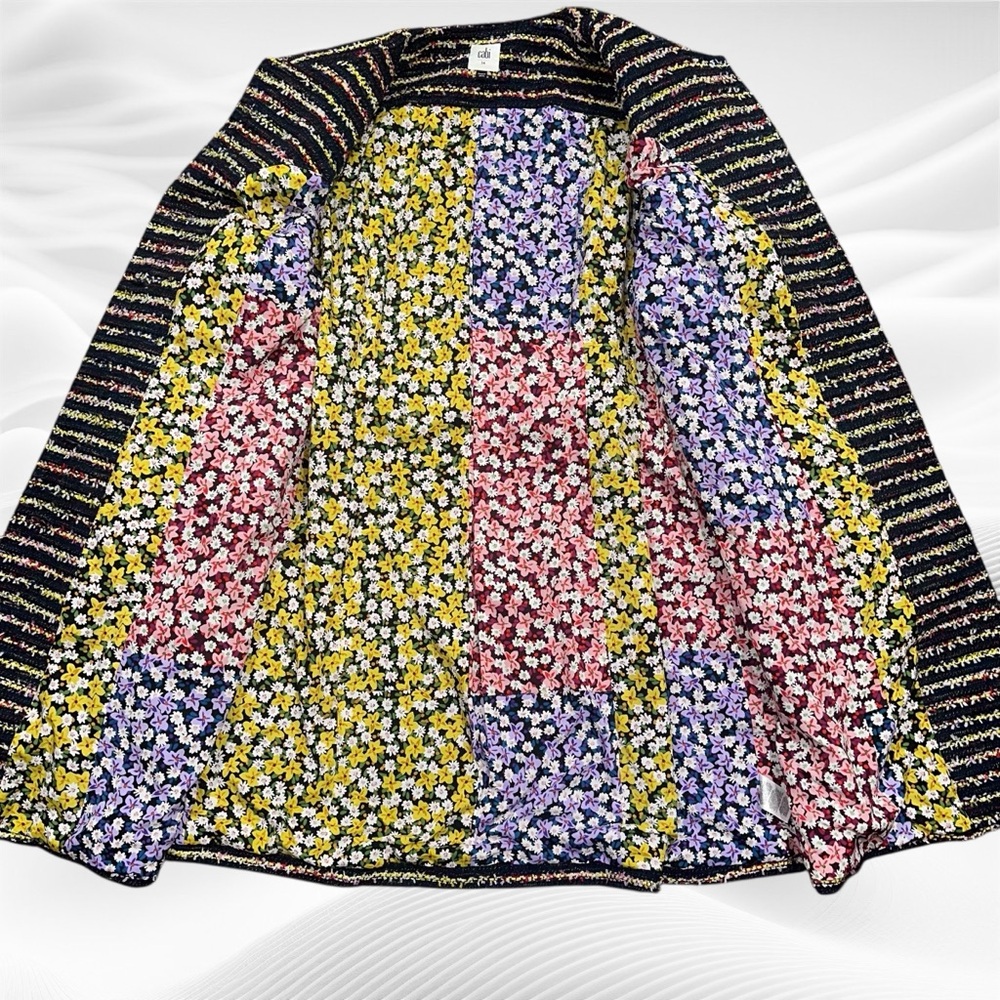 CABI Headline Topper Tweed Multicolor Stripe Coat‎ size 14 - Picture 4 of 10